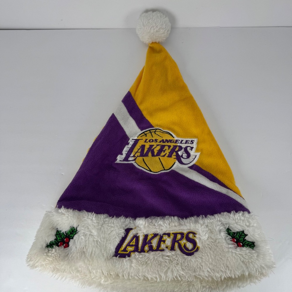 Los Angeles Lakers Santa Hat Unisex OS Purple Gold Fleece Forever Collectibles